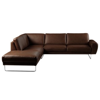 Canapé d'angle en 100% TOUT cuir italien de prestige 6/7 places SPENCER, chocolat, angle gauche