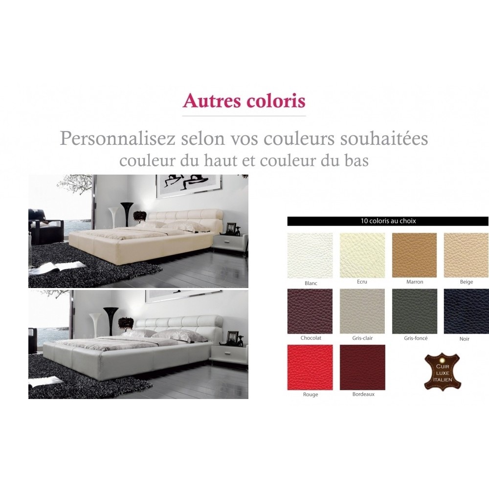 Lit en cuir italien de luxe REVA, personnalisé, 180x200 Lit en cuir italien de luxe REVA, personnalisé, 180x200