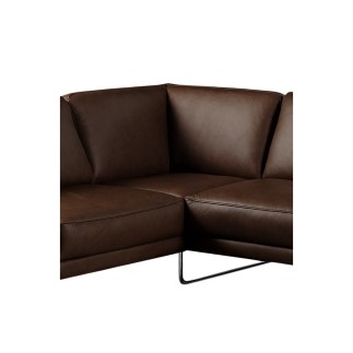 Canapé d'angle en 100% TOUT cuir italien de prestige 6/7 places SPENCER, chocolat, angle gauche