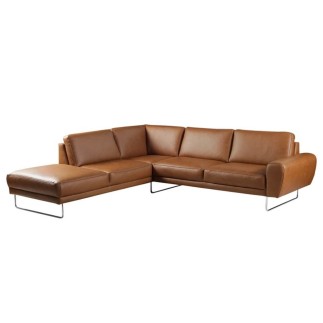 - Canapé d'angle en 100% TOUT cuir italien de prestige 6/7 places SPENCER, marron cognac, angle gauche