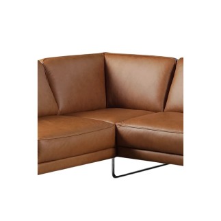 - Canapé d'angle en 100% TOUT cuir italien de prestige 6/7 places SPENCER, marron cognac, angle gauche