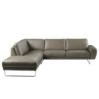 Canapé d'angle en 100% TOUT cuir italien de prestige 6/7 places SPENCER, gris, angle gauche