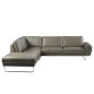 Canapé d'angle en 100% TOUT cuir italien de prestige 6/7 places SPENCER, gris, angle gauche Canapé d'angle en 100% TOUT cuir italien de prestige 6/7 places SPENCER, gris, angle gauche
