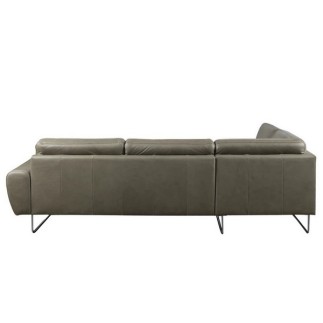 Canapé d'angle en 100% TOUT cuir italien de prestige 6/7 places SPENCER, gris, angle gauche