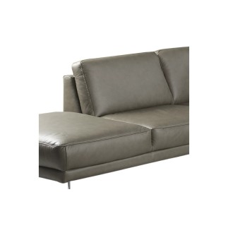 Canapé d'angle en 100% TOUT cuir italien de prestige 6/7 places SPENCER, gris, angle gauche