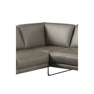 Canapé d'angle en 100% TOUT cuir italien de prestige 6/7 places SPENCER, gris, angle gauche