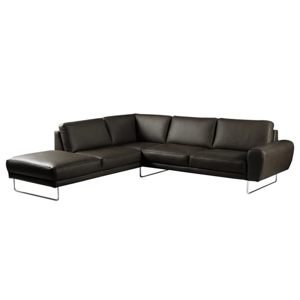 Canapé d'angle en 100% TOUT cuir italien de prestige 6/7 places SPENCER, noir, angle gauche Canapé d'angle en 100% TOUT cuir italien de prestige 6/7 places SPENCER, noir, angle gauche