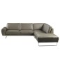 Canapé d'angle en 100% TOUT cuir italien de prestige 6/7 places SPENCER, gris, angle droit Canapé d'angle en 100% TOUT cuir italien de prestige 6/7 places SPENCER, gris, angle droit