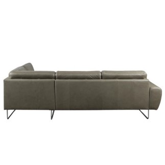 Canapé d'angle en 100% TOUT cuir italien de prestige 6/7 places SPENCER, gris, angle droit