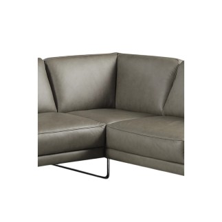 Canapé d'angle en 100% TOUT cuir italien de prestige 6/7 places SPENCER, gris, angle droit