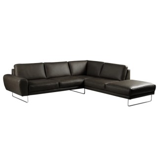 Canapé d'angle en 100% TOUT cuir italien de prestige 6/7 places SPENCER, noir, angle droit