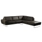 Canapé d'angle en 100% TOUT cuir italien de prestige 6/7 places SPENCER, noir, angle droit Canapé d'angle en 100% TOUT cuir italien de prestige 6/7 places SPENCER, noir, angle droit