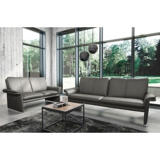 Ensemble Canapé 3 places et 2 places en 100% tout cuir italien vachette COMO, gris foncé