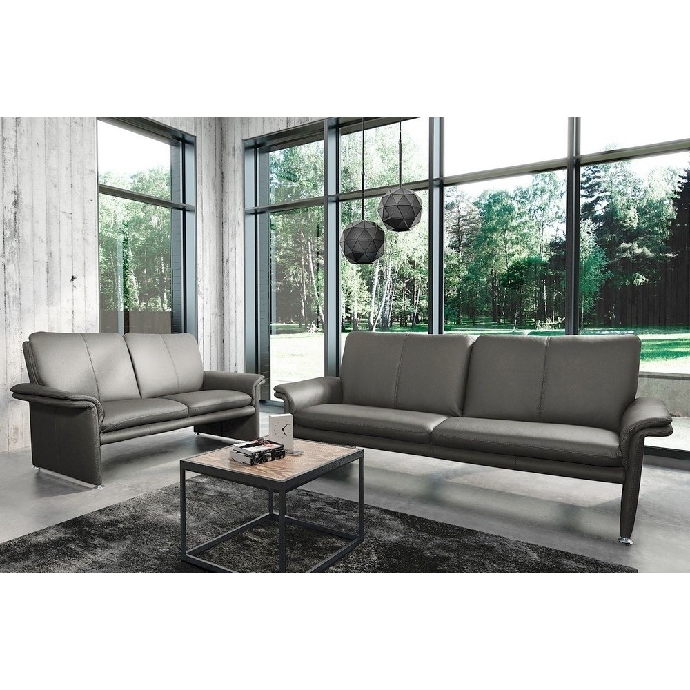 Ensemble Canapé 3 places et 2 places en 100% tout cuir italien vachette COMO, gris foncé Ensemble Canapé 3 places et 2 places en 100% tout cuir italien vachette COMO, gris foncé