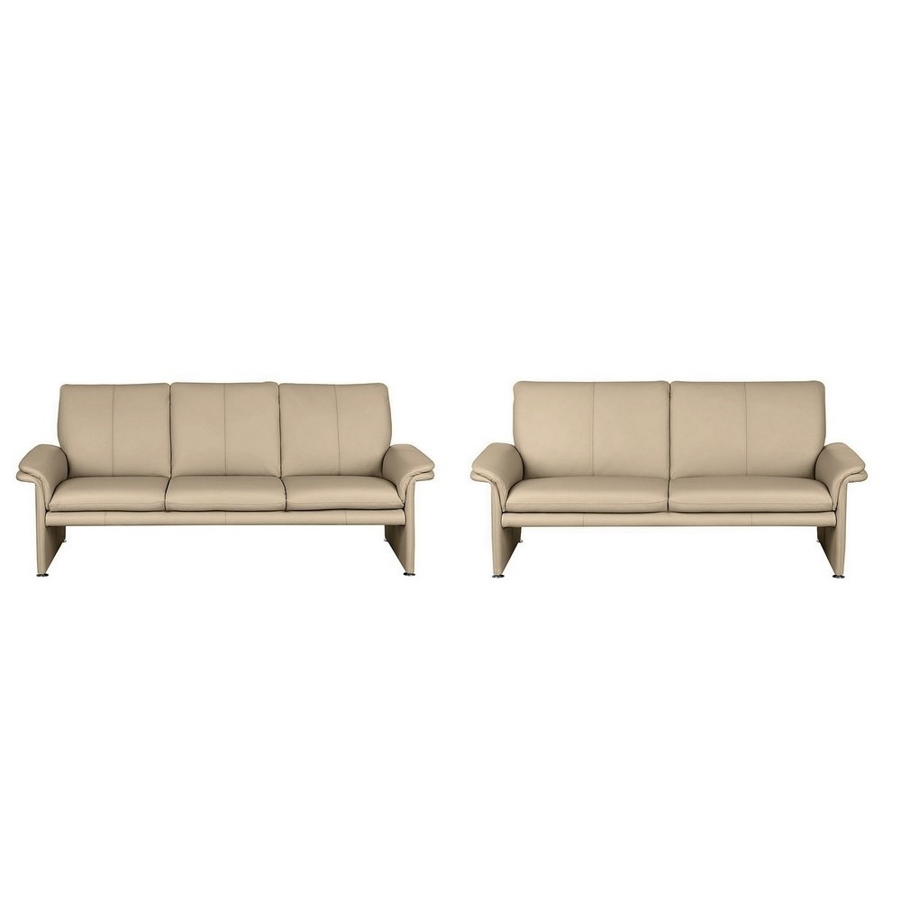 Ensemble Canapé 3 places et 2 places en 100% tout cuir italien vachette COMO, beige