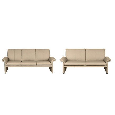 Ensemble Canapé 3 places et 2 places en 100% tout cuir italien vachette COMO, beige