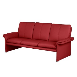 Ensemble Canapé 3 places et 2 places en 100% tout cuir italien vachette COMO, rouge foncé