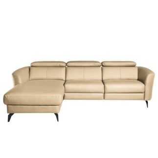 - Canapé d'angle en cuir de luxe italien 5 places BERTI, beige, angle gauche