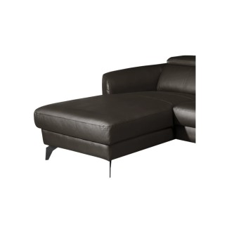 Canapé d'angle en cuir de luxe italien, 5 places BERTI, chocolat, angle gauche