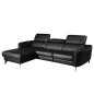 Canapé d'angle en cuir de luxe italien , 5 places BERTI, noir, angle gauche