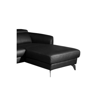 Canapé d'angle en cuir de luxe italien , 5 places BERTI, noir, angle droit
