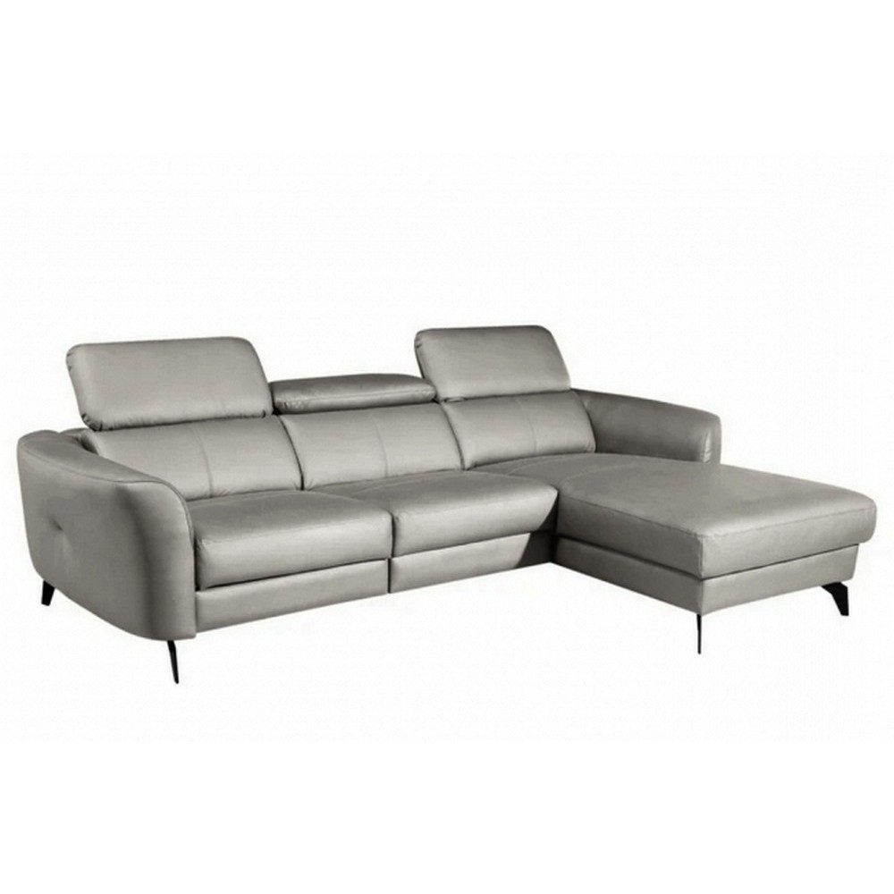 Canapé d'angle en cuir de luxe italien , 5 places BERTI, gris clair, angle droit Canapé d'angle en cuir de luxe italien , 5 places BERTI, gris clair, angle droit
