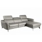 Canapé d'angle en cuir de luxe italien , 5 places BERTI, gris clair, angle droit Canapé d'angle en cuir de luxe italien , 5 places BERTI, gris clair, angle droit
