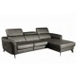 Canapé d'angle en cuir de luxe italien , 5 places BERTI, gris foncé, angle droit