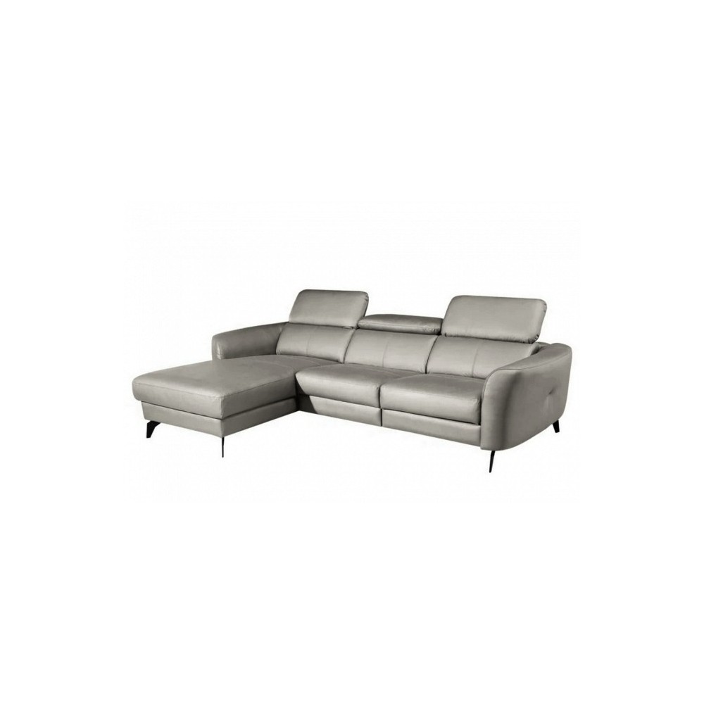 Canapé d'angle en cuir de luxe italien 5 places BERTI, gris clair, angle gauche Canapé d'angle en cuir de luxe italien 5 places BERTI, gris clair, angle gauche