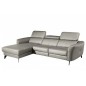 Canapé d'angle en cuir de luxe italien 5 places BERTI, gris clair, angle gauche Canapé d'angle en cuir de luxe italien 5 places BERTI, gris clair, angle gauche