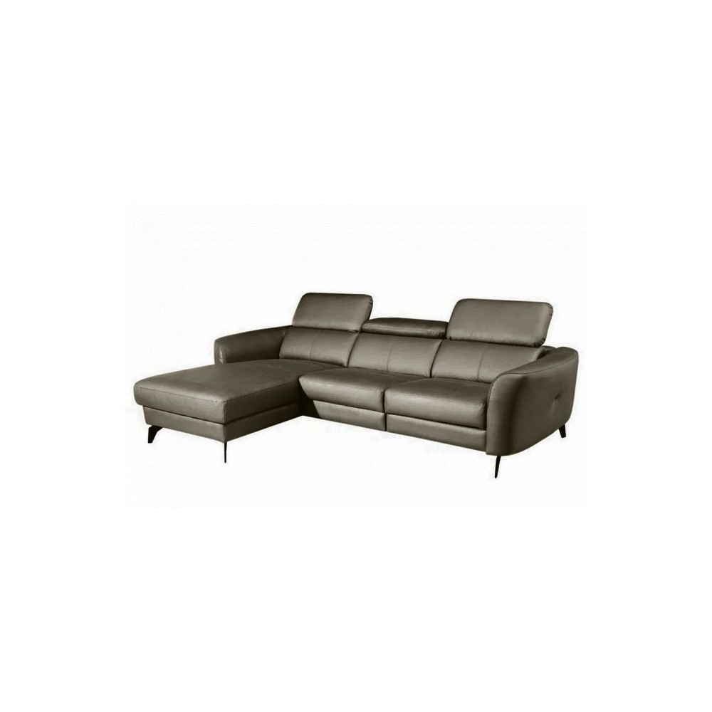 Canapé d'angle en cuir de luxe italien 5 places BERTI, taupe, angle gauche Canapé d'angle en cuir de luxe italien 5 places BERTI, taupe, angle gauche