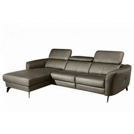 Canapé d'angle en cuir de luxe italien 5 places BERTI, taupe, angle gauche
