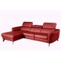 Canapé d'angle en cuir de luxe italien 5 places BERTI, rouge foncé, angle gauche