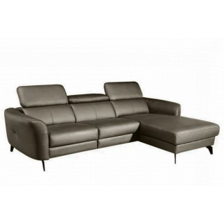 Canapé d'angle en cuir de luxe italien , 5 places BERTI, taupe, angle droit