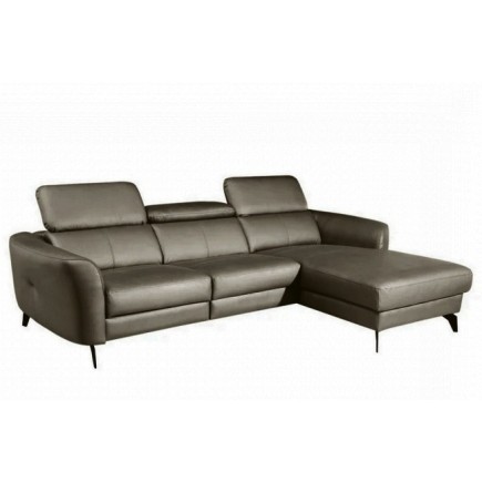 Canapé d'angle en cuir de luxe italien , 5 places BERTI, taupe, angle droit