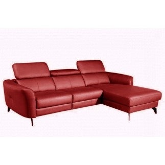 Canapé d'angle en cuir de luxe italien , 5 places BERTI, rouge foncé, angle droit