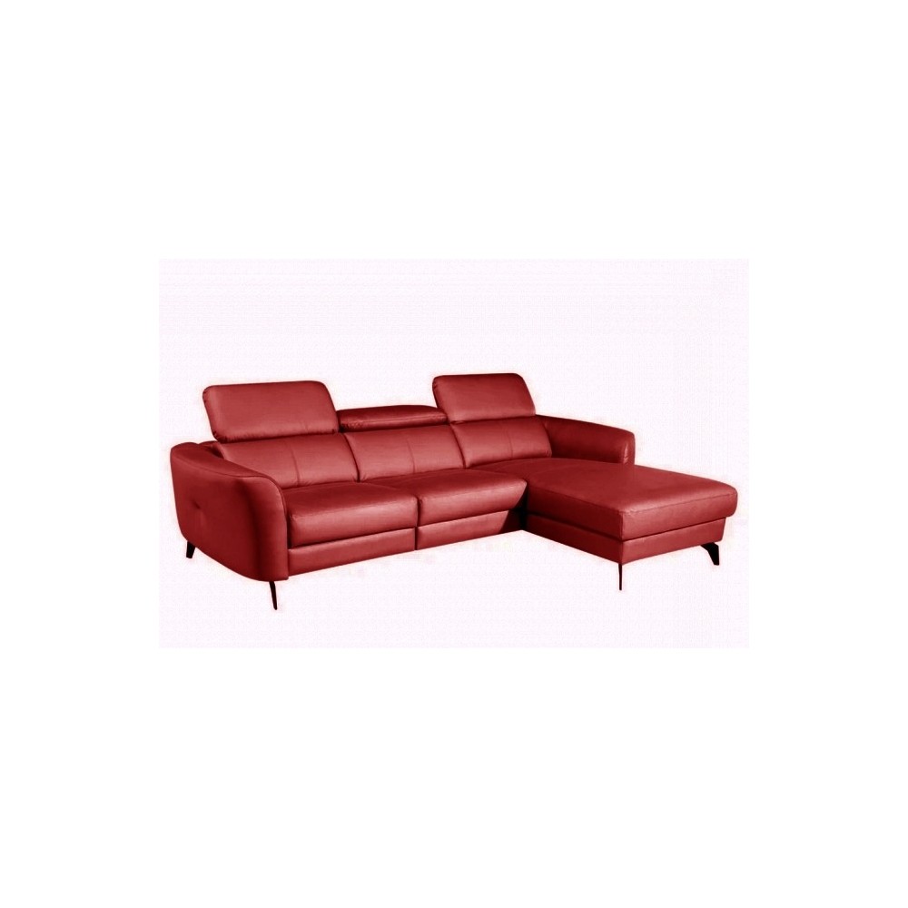 Canapé d'angle en cuir de luxe italien , 5 places BERTI, rouge foncé, angle droit