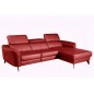 Canapé d'angle en cuir de luxe italien , 5 places BERTI, rouge foncé, angle droit