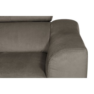 Canapé d'angle convertible en velours luxe 5 places, ASTERIA taupe, angle gauche