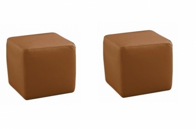 un pouf en cuir + 1 pouf offert haut de gamme italien, coloris au choix. marron 601