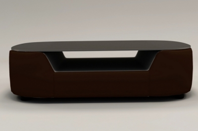table basse design, plateau de verre foncé, alesia, chocolat