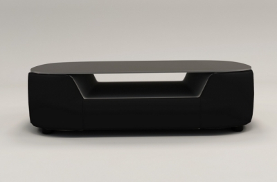 table basse design, plateau de verre foncé, alesia, noir