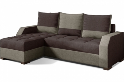 solde de la commande: canapé d'angle convertible - arte - en tissu de qualité - marron et beige, 3/4 places, angle gauche (vu de face), total commande 773 euros