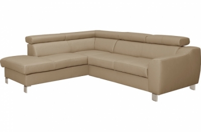 canapé d'angle en cuir italien de luxe 5 places astero, beige, angle gauche