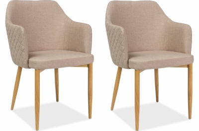 lot de 2 chaises astona en tissu de qualité, couleur beige