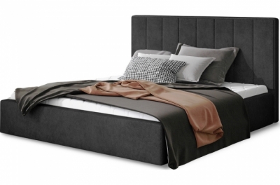 lit double en tissu velours de qualité luxe, aude, anthracite, 160x200