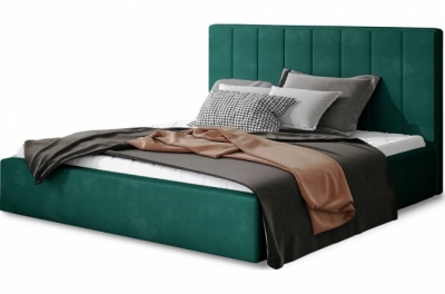 lit double en tissu velours de qualité luxe, aude, vert, 140x200