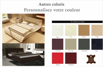 lit design en cuir italien de luxe belia, couleur personnalisée, 180x200