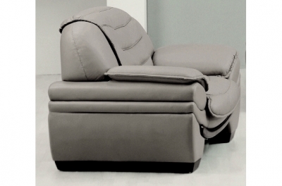 fauteuil 1 place en cuir italien benson, gris clair.