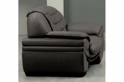 fauteuil 1 place en cuir italien benson, gris foncé.